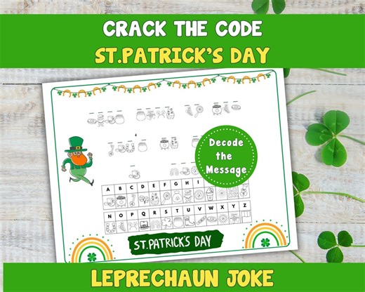 Déchiffrer le code, message secret lutin, blague, feuille de code secret lutin, notes de boîte à lunch, activité amusante pour la Saint-Patrick - Etsy France