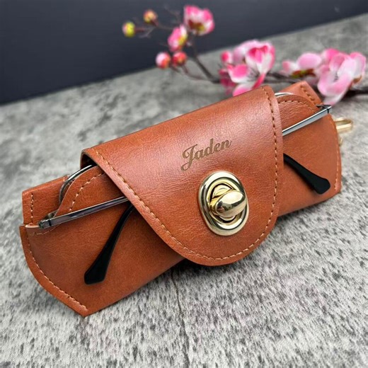 Personalized Leather Glasses Case, Custom Engraved Eyeglass Holder - Etsy