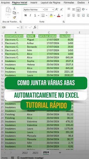 Como Juntar Várias Abas no Excel de Forma Automática