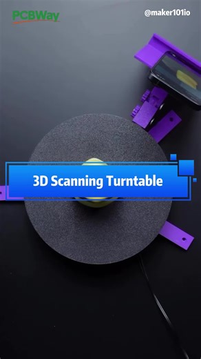 DIY Motorized 3D Scanning Turntable by @maker101io .🟣🟪 #pcb #pcbdesign #3d #3dprinting #3dscan #arduino #robotics #electronics #motor #steppermotor