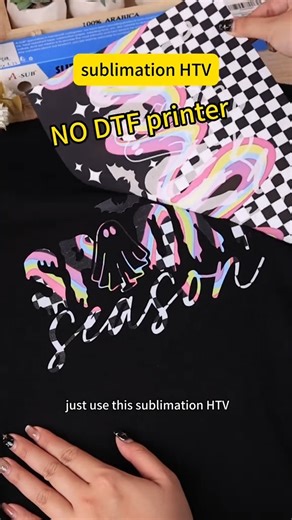 68K views · 351 reactions | No DTF needed!  Create vibrant, colorful designs using sublimation HTV instead. Shop link:https://bit.ly/41u4TaO Ins user can find it in my biolink #asubpaper #diyprojects #htvvinyl #shirtstyle #crafts #sublimationprinting | A-SUB | Facebook