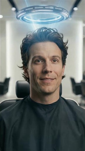 From Bald to Billionaire Hair in Seconds 🤯✨ #futuristic #hairgrowth #futuretech #barbershop #glowup