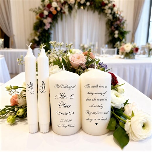 Personalised Wedding Candle Set | Unity Candle With Memorial Candle | Bride & Groom Ceremony Candles | Custom Bundle Wedding Keepsake - Etsy