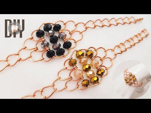 Simple fish scale bracelet | jewelry making tutorial | Copper wire and crystal 999