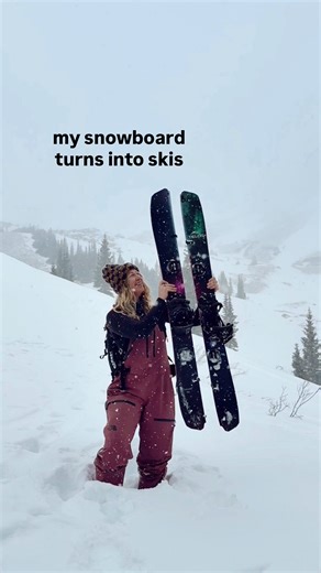 Quin Gable | Outdoor Travel + Adventure on Instagram: "What is Split-Boarding?👇🏻 First off, a split-board is a snowboard that turns into the skis! How cool right?! Splitboarding is a way to snowboard in the backcountry without using chairlifts by gliding uphill on skis & skins and then riding your snowboard back down. How it works: - Your snowboard splits into skis for uphilling - Skins attach to the bottom to grip the snow when you climb - At the top, you remove your bindings, snap your skis 