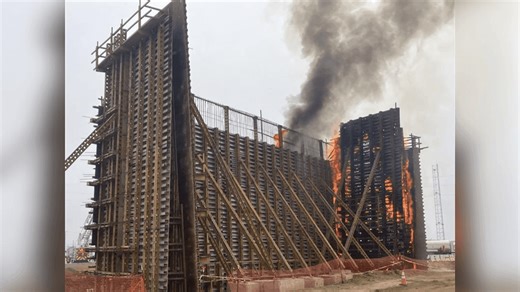 High-speed rail construction site catches fire in Fresno