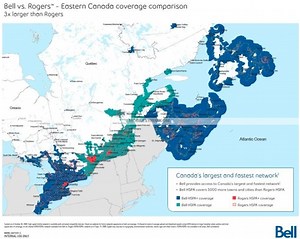 Bell's blue map shows they dominate over Rogers