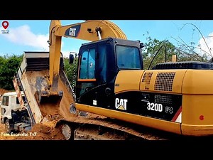 CAT 320D Excavator Digging with 5 Ton Truck | Giant Pond Construction
