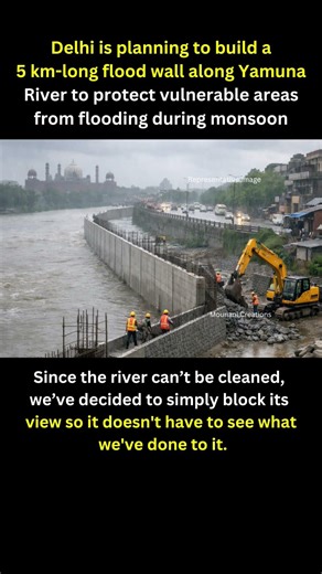 Delhi is planning to build a5 km-long flood wall along YamunaRiver to protect vulnerable areas