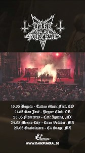 Soon.... Where will we see you? ● Official Merch will be sold at the shows! ● Meet & Greet Tickets available on all Mexican dates: https://arema.mx/@DarkFuneral 19.05 Bogota - Tattoo Music Fest, CO 21.05 San José - Pepper Club, CR 23.05 Monterrey - Cafe Iguana, MX 24.05⁠ Mexico City - Circo Volador, MX "Chamuco Metal Fest" 25.05⁠ Guadalajara - ⁠C4 Stage, MX #darkfuneral #blackmetal #swedishblackmetal #latinamerica #Chamuco #suffocation #tattoomusicfest #colombia #Mexico #costarica #instametal #l
