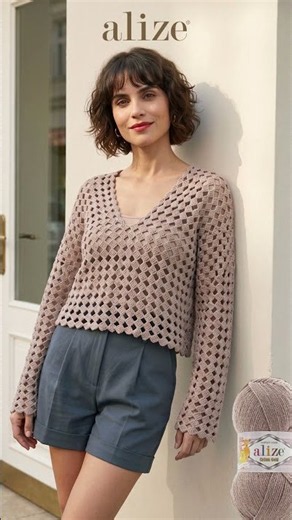 Blouse with Alize Cotton Gold