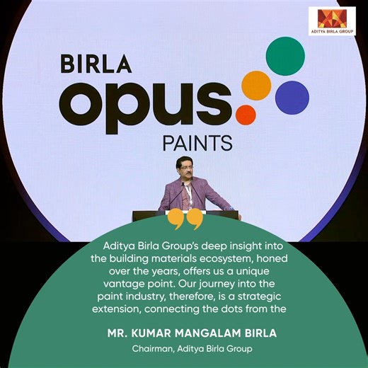 Launching the first three manufacturing facilities of the Group’s paints venture, Birla Opus, our Chairman, Mr. Kumar Mangalam Birla notes how India, a nation pulsating with dynamism and a never-ending appetite for disruption, finds its essence mirrored in this audacious venture. Birla Opus #BirlaOpusIsHere #BirlaOpus #BigInYourLife #AdityaBirlaGroup | Aditya Birla Group