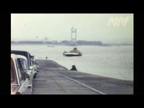 Aust Ferry and Severn Bridge 1960s old cine film 490,023,272