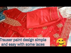 Easy method trauser paint design with some laces 👍💯 keep watching #youtube #design #trending✨