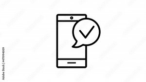 Animated business icon. Line Illustration with check mark. Graphic element related to selection, confirmation, approval, guarantee, management operations. Dynamic, simple minimalistic design for web