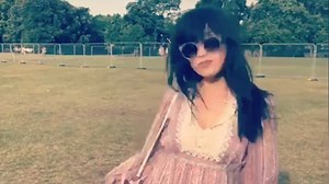 Daisy Lowe does festival chic in flirty pink dress at Lovebox