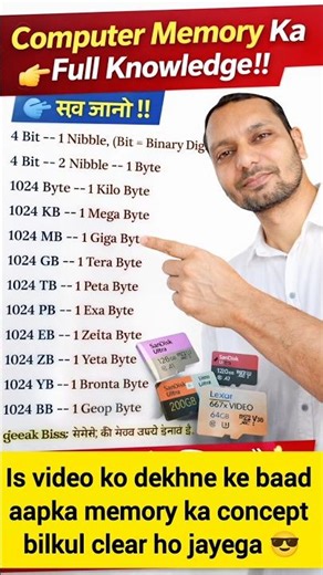 99% Log Nahi Jaante 😱 | Memory Ka Full System (Bit to TB) #shorts #computer #memory #tech