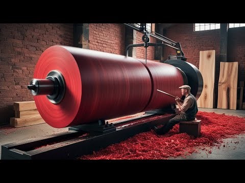 Process Turning Giant Redwood Logs In The Factory | Master skill Taming Giant Redwood Logs On Lathe