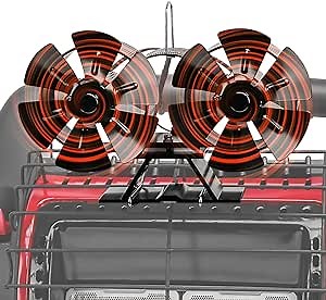 Uniflasy Wood Stove Fan for Buddy Heater for Mr.Heater/Dynaglo 12 Blades Heat Powered Stove Fan with Bracket Fixed on Kerosene Heater&Propane Heater, Fireplace Fan for Wood Burning Outdoor/Indoor Use