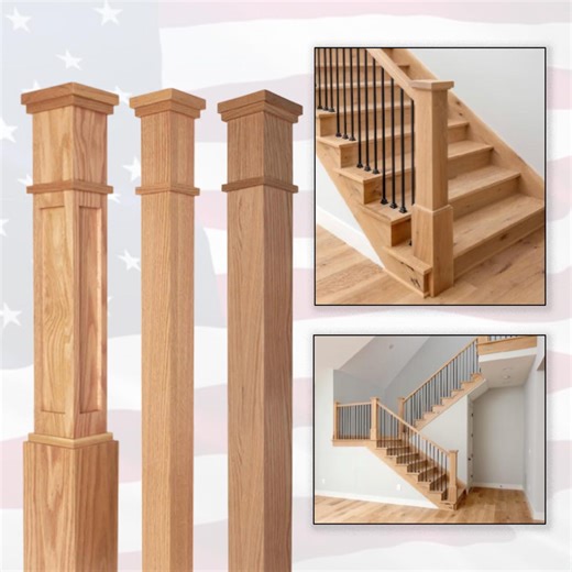 Modern White Oak Stair Railing Newel Post: Farmhouse Style - Etsy