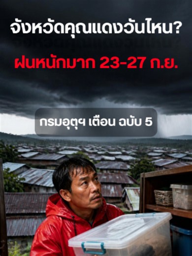ฝนตกหนักถึงหนักมาก 23–27 ก.ย. 69: สรุปจังหวัดโซนสีแดง