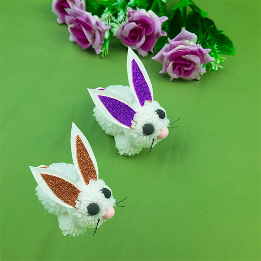Cute Pom Pom Rabbit Making with Fingers - Easy Woolen Craft Ideas - DIY Bunny Doll | Rana Craft