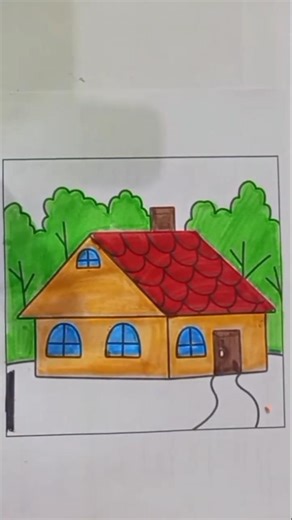 ASMR House Painting 🎨 | Relaxing Drawing Sounds | Easy House Drawing