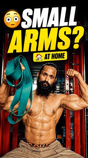 😳 SMALL ARMS? Build Bigger Biceps at Home with Resistance Bands 💪