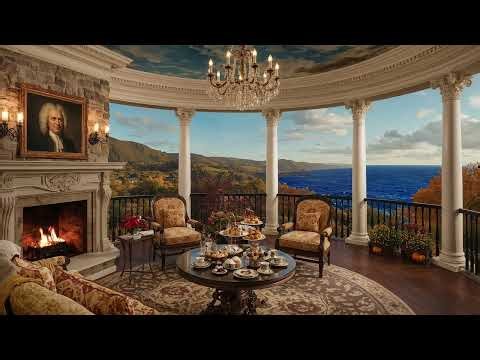 Bach's "Prelude in C Major", Ambience - Ocean Waves, Clouds, Fireplace, Cozy, Relax, Sleep, Study
