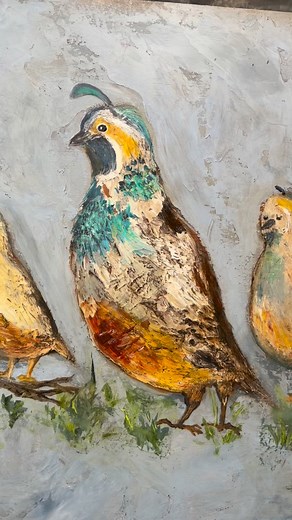 “The Life Journey of a Quail” commission complete! For a general practice doctor’s office. So fun to create! #acryliconwood #annehempelart #birdlover #birdart #floridaart #commissionsopen | Anne Hempel Studio and Gallery
