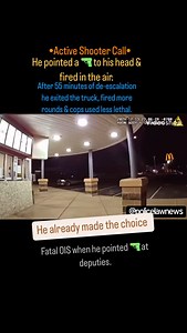 2.4K views · 930 reactions | El Paso County, CO •Active Shooter• •Deputies made contact w/ Dean Ackerman. •He pointed a  to his head & fired in the air. •After 55 minutes of de-escalation he exited the truck, fired more rounds & cops used less lethal. •Fatal OIS when he pointed  at deputies. | Police.Law.News | Facebook