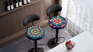 Jeiento Brown Cow Stool Covers Round Retro Cow Animal Skin Pattern Round Stool Covers for Home Garden Coffee Shop Bar Chair Cover,Size 12"-14"