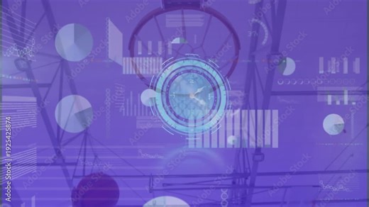 Animation of clock and statistics and data processing over basketball player