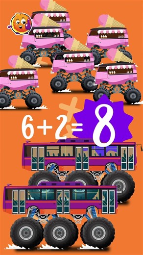 🍦 6 + 2 = ? Ice Cream Truck & Bus Math! #shorts