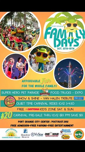 POCT'S 27th Family Days is almost here! Get the scoop at https://poctrust.org/event/family-days-2023/ | Port Orange Community Trust