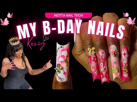 DIY Glam Birthday Nails ✨ | Saviland Airbrush Gel + NOVO OVO Half Moon Tips