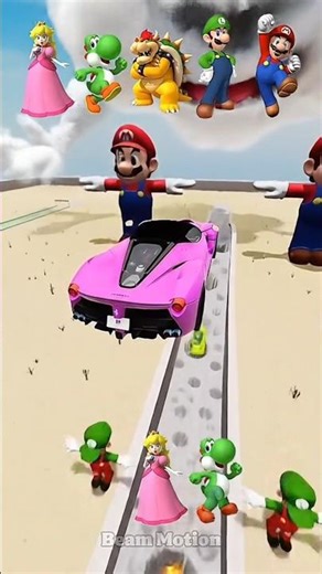 Mario Cars Jump Challenge - BeamNG.Drive #shorts #mario #SuperMarioGalaxyMovie