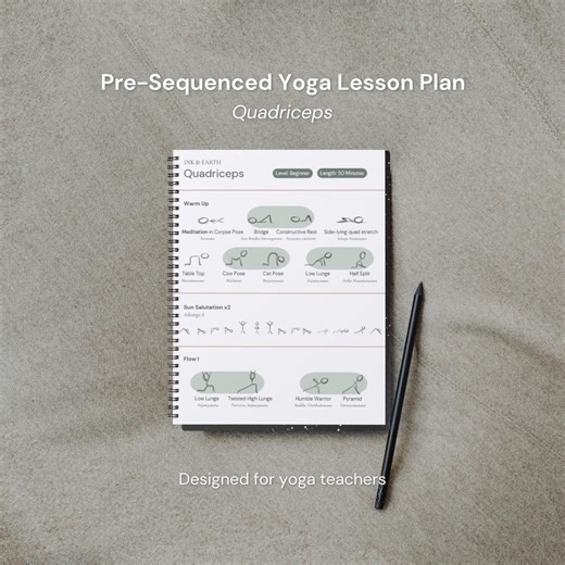 Pre-sequenced Yoga Lesson Plan for Teachers | Quadriceps-based Vinyasa Slow Flow Class | Instant Download PDF - Etsy