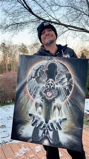 Christopher Morphis on Instagram: "This one was born under the lasers 🌈 “The Offering” was painted live at Lights All Night in Dallas. This one was inspired by ringing in the new year with all of your beautiful faces. The music was loud, the energy was high, and the love in that room poured straight into this canvas. The OG is currently looking for a home! Prints and canvas prints will be landing soon on the Morphis Art portal 🌀🎨"