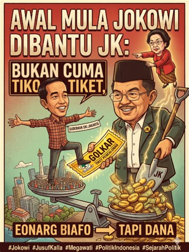 Awal Mula Jokowi Dibantu JK_ Bukan Cuma Tiket_ Tapi Dana Ternyata ada peran krusial Jusuf Kalla di balik perjalanan karier politik Jokowi saat maju Pilgub DKI Jakarta 2012. Bukan cuma soal tiket pencalonan, dukungan finansial pun jadi faktor penentu yang dijamin oleh Megawati dan JK. Sebuah fakta sejarah yang menarik disimak kembali! #Jokowi #JusufKalla #Megawati #PolitikIndonesia #SejarahPolitik