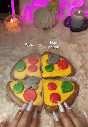 Comparing Wax and Nail Polish for Clay Pizza Cracking ASMR