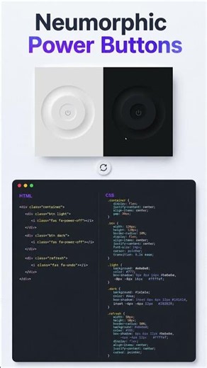 Neumorphic Power Button Animation Using HTML CSS & JavaScript ⚡#viral #coding #youtubeshorts #css