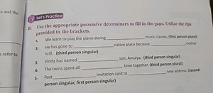 ce and theELet's PracticeB. Use the appropriate possessive d... | Filo