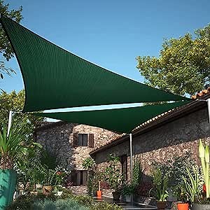 ShadeMart 6' x 6' x 6' Green Sun Shade Sail UPF50 Triangle smTAPT12 Canopy Fabric Cloth Screen, Water Air Permeable & UV Block, Heavy Duty, Carport Patio (We Customize Size)
