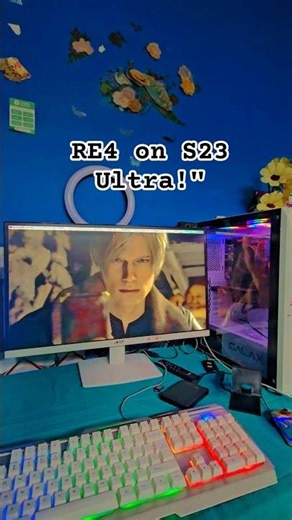 Playing Resident Evil 4 on my New Setup! 🎮✨ S23 Ultra graphics are next level. #Shorts #RE4#trending