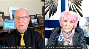 3K views · 132 reactions | "Prophetess" Kat Kerr demonstrates how to send 100 million angels to unleash "waves of the terror of God" upon the White House. | Right Wing Watch | Facebook