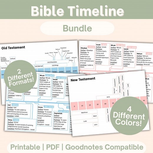 Bible Timelines Printable, Old and New Testaments Chronological Order, Entire Bible Overview, Bible Made Simple, Christian Timeline for Kids - Etsy
