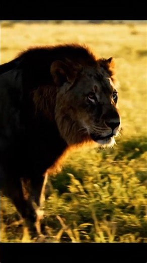 Majestic Black Lion Walking in the Savanna | Shining Power in 4K”
