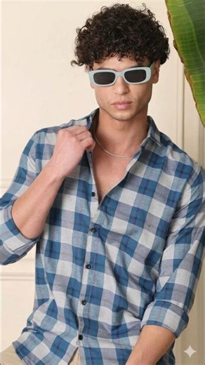 Premium Men's Blue Plaid Shirt