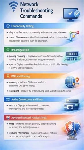 Network Troubleshooting Commands | Ping, Tracert, IPConfig, NSLookup Explained #shorts